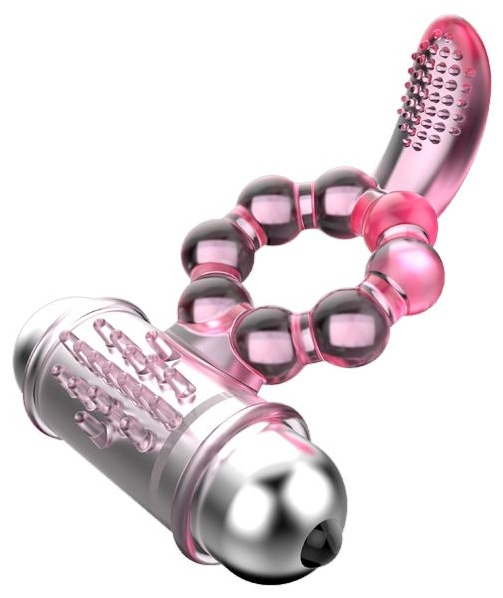 Розовое эрекционное кольцо с вибростимуляцией клитора Baile