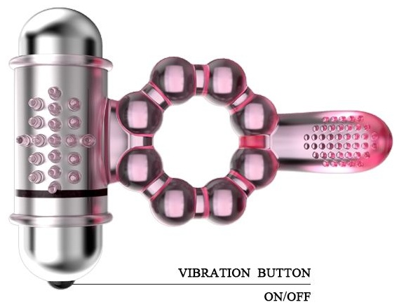 Розовое эрекционное кольцо с вибростимуляцией клитора Baile