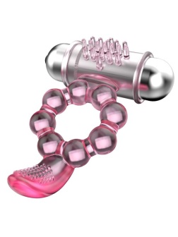 Розовое эрекционное кольцо с вибростимуляцией клитора Baile
