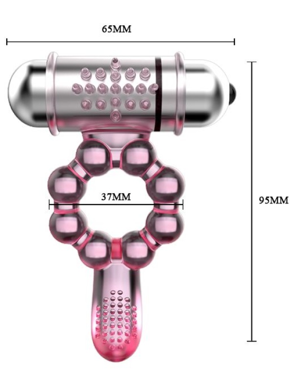 Розовое эрекционное кольцо с вибростимуляцией клитора Baile