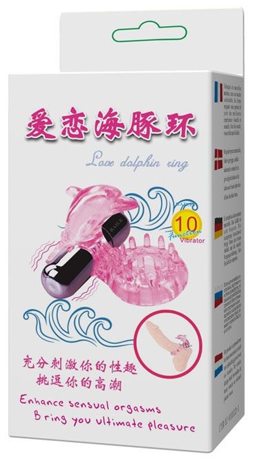 Розовое виброкольцо-дельфин с шипами