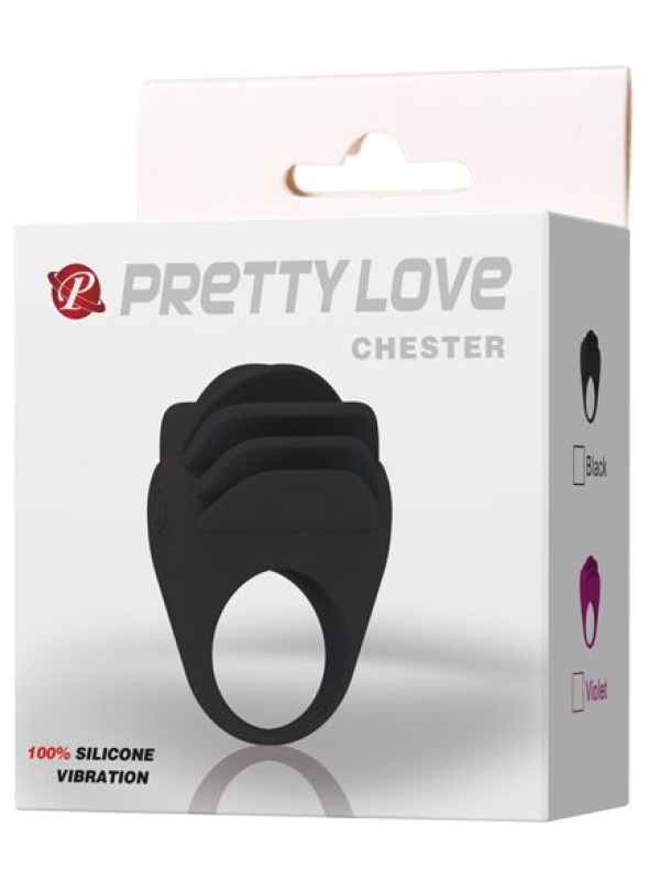 Рифленое эрекционное кольцо с вибрацией Chester