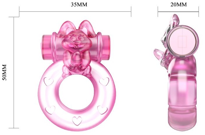 Розовое эрекционное виброкольцо с зайчиком