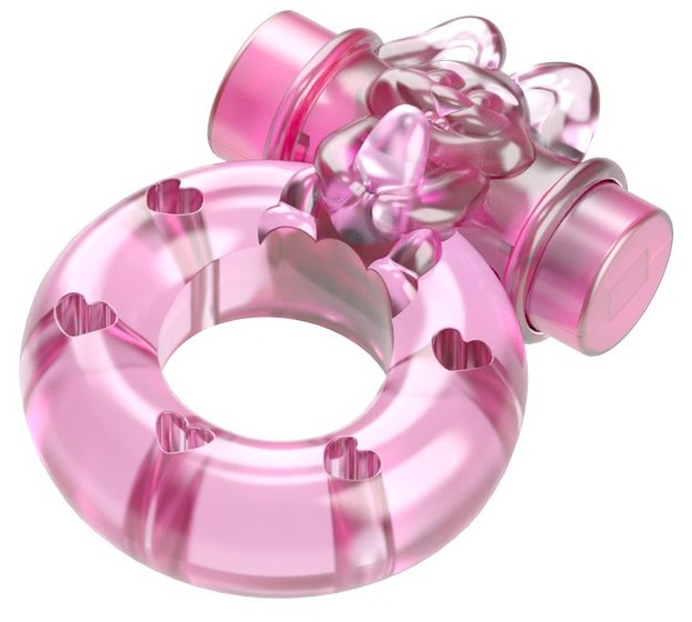 Розовое эрекционное виброкольцо с зайчиком