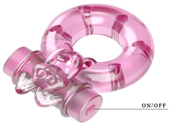 Розовое эрекционное виброкольцо с зайчиком