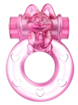 Розовое эрекционное виброкольцо с зайчиком