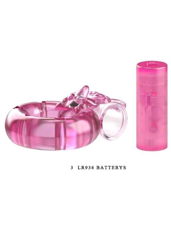 Розовое эрекционное виброкольцо с зайчиком