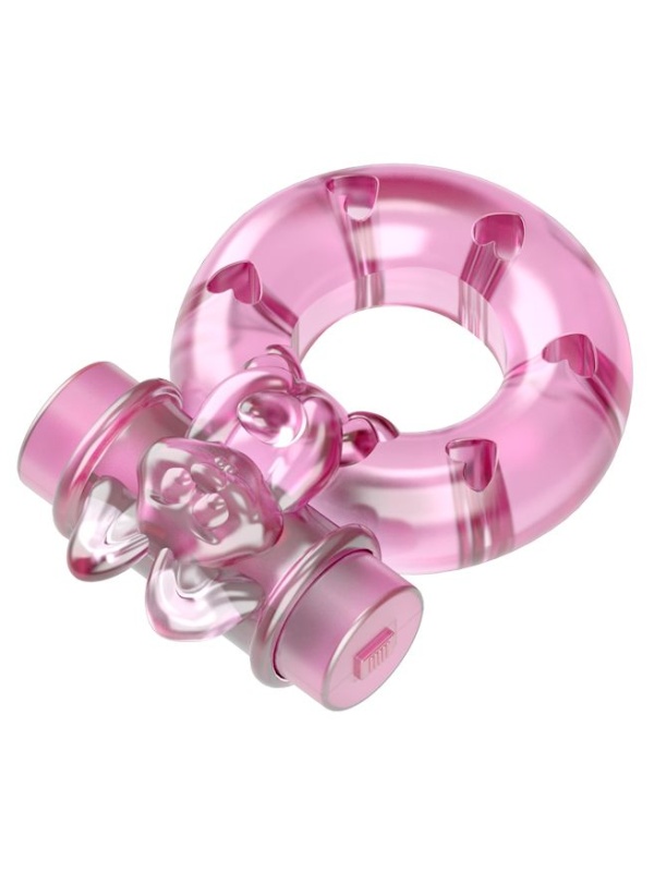 Розовое эрекционное виброкольцо с зайчиком