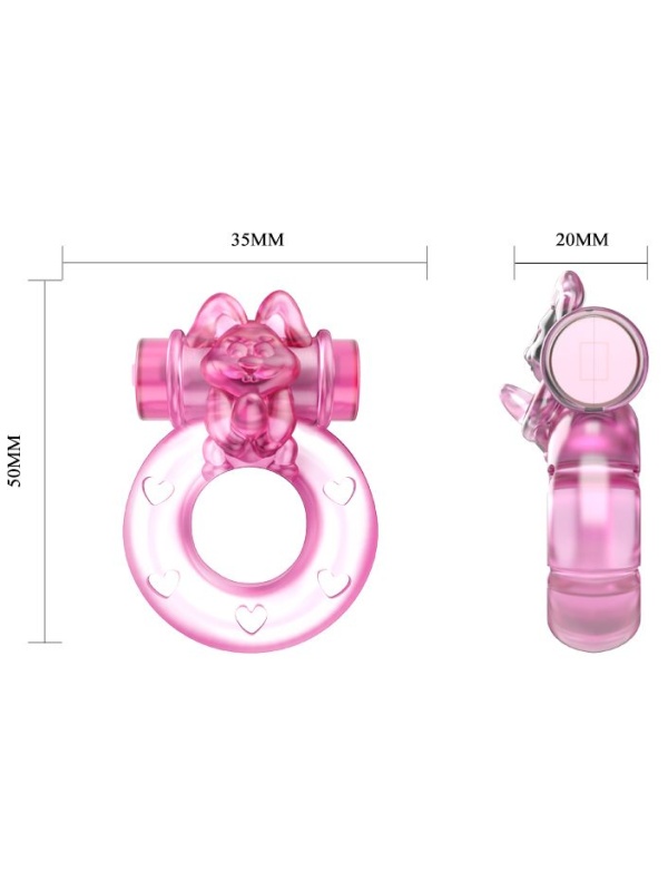 Розовое эрекционное виброкольцо с зайчиком