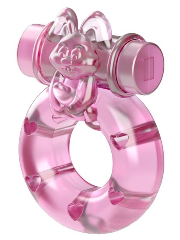Розовое эрекционное виброкольцо с зайчиком