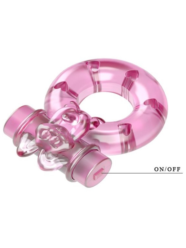 Розовое эрекционное виброкольцо с зайчиком