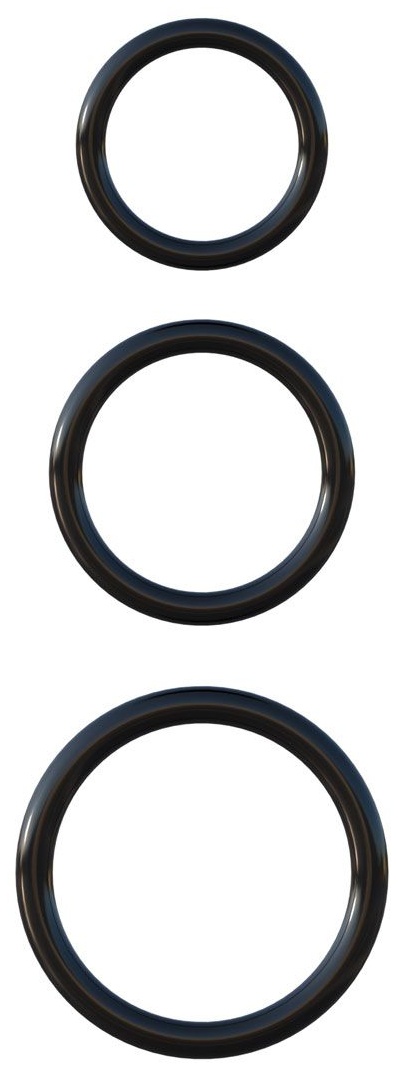 Набор из трех черных эрекционных колец Silicone 3-Ring Stamina Set