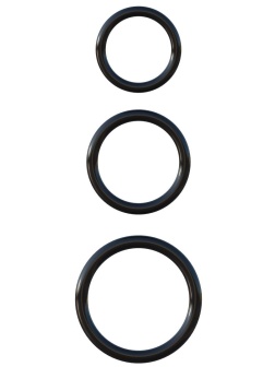 Набор из трех черных эрекционных колец Silicone 3-Ring Stamina Set