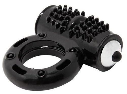 Черное эрекционное кольцо с 10 режимами вибрации