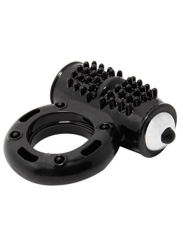 Черное эрекционное кольцо с 10 режимами вибрации