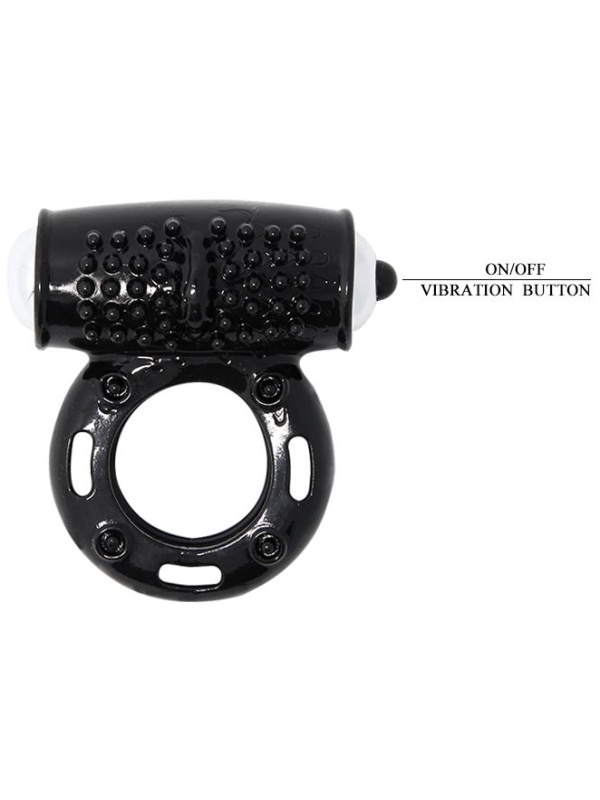 Черное эрекционное кольцо с 10 режимами вибрации