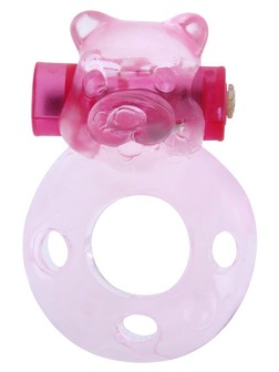 Розовое эрекционное виброкольцо с мишкой на вибропуле
