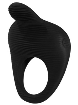 Чёрное эрекционное виброкольцо Thimble