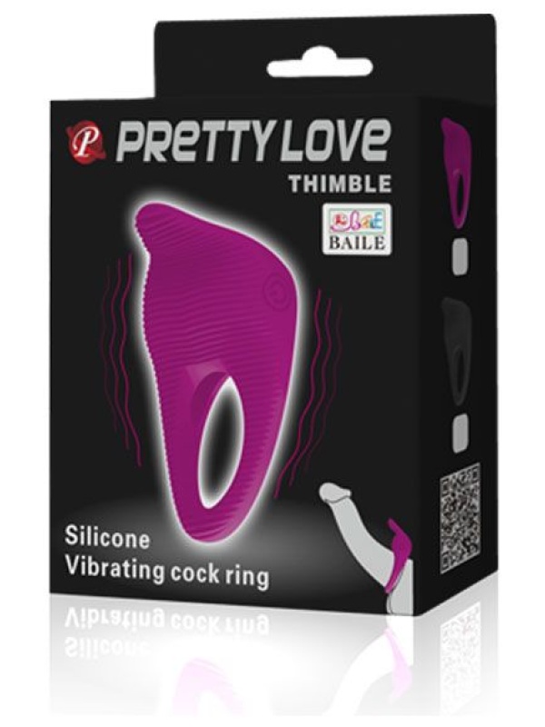 Чёрное эрекционное виброкольцо Thimble