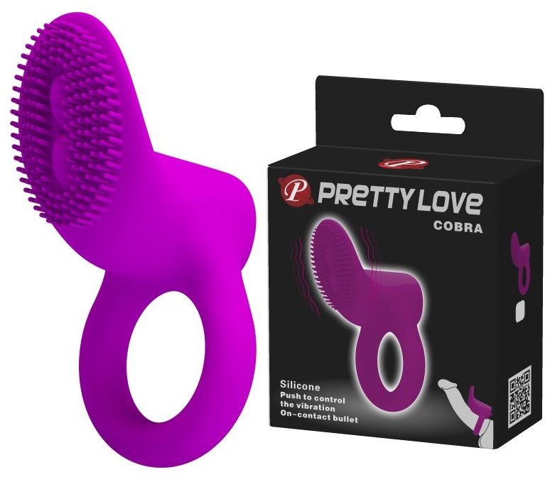 Лиловое эрекционное виброкольцо со стимулятором клитора Cobra