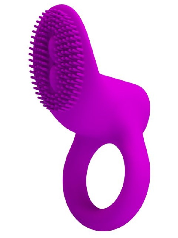 Лиловое эрекционное виброкольцо со стимулятором клитора Cobra