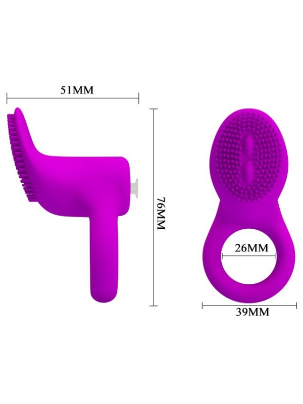 Лиловое эрекционное виброкольцо со стимулятором клитора Cobra