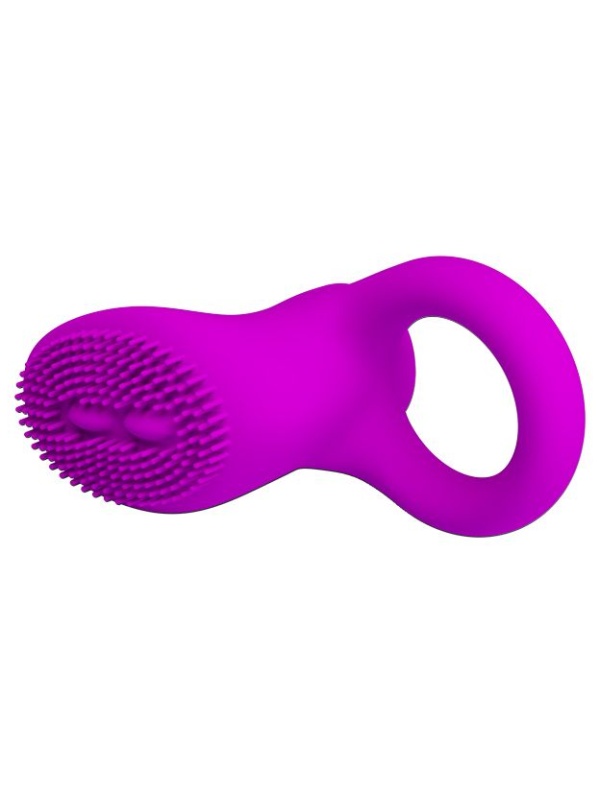 Лиловое эрекционное виброкольцо со стимулятором клитора Cobra