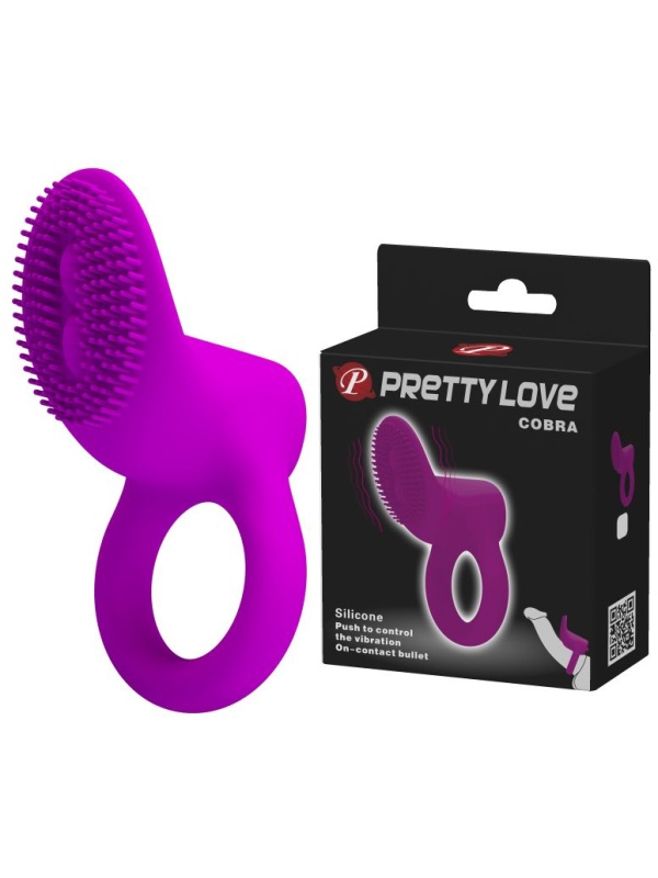 Лиловое эрекционное виброкольцо со стимулятором клитора Cobra