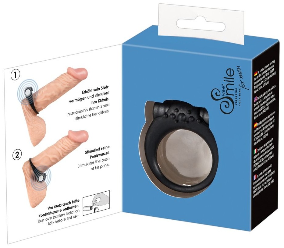 Чёрное виброкольцо для пениса Stayer