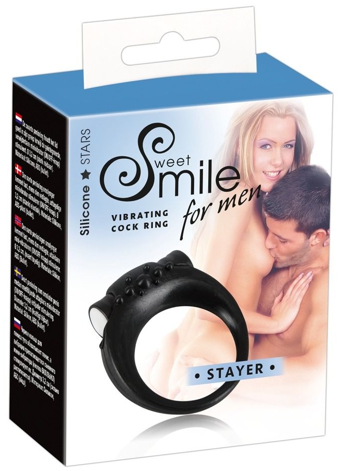 Чёрное виброкольцо для пениса Stayer