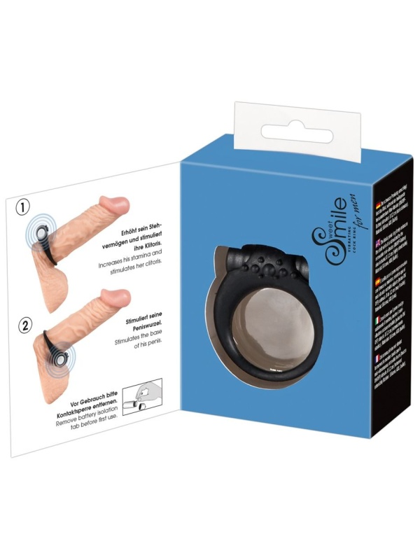 Чёрное виброкольцо для пениса Stayer