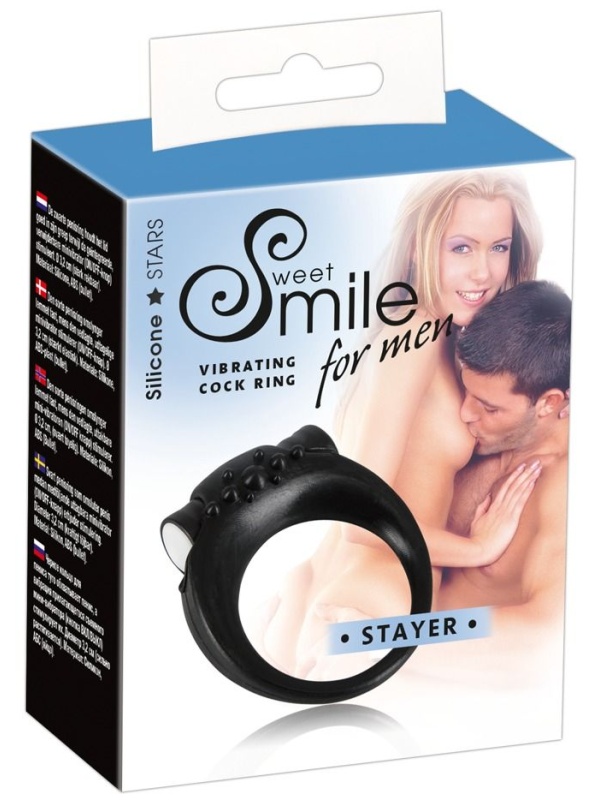 Чёрное виброкольцо для пениса Stayer