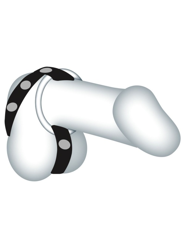 Подхват для мошонки с 3 съемными эрекционными кольцами Leder-Riemen