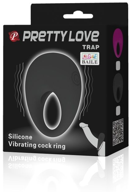 Черное вибрирующее эрекционное кольцо Trap