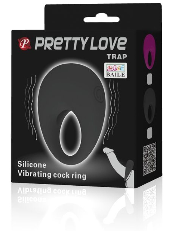 Черное вибрирующее эрекционное кольцо Trap