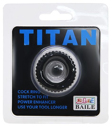 Черное эреционное кольцо с ребрышками Titan