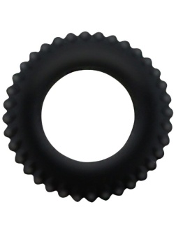 Черное эреционное кольцо с ребрышками Titan