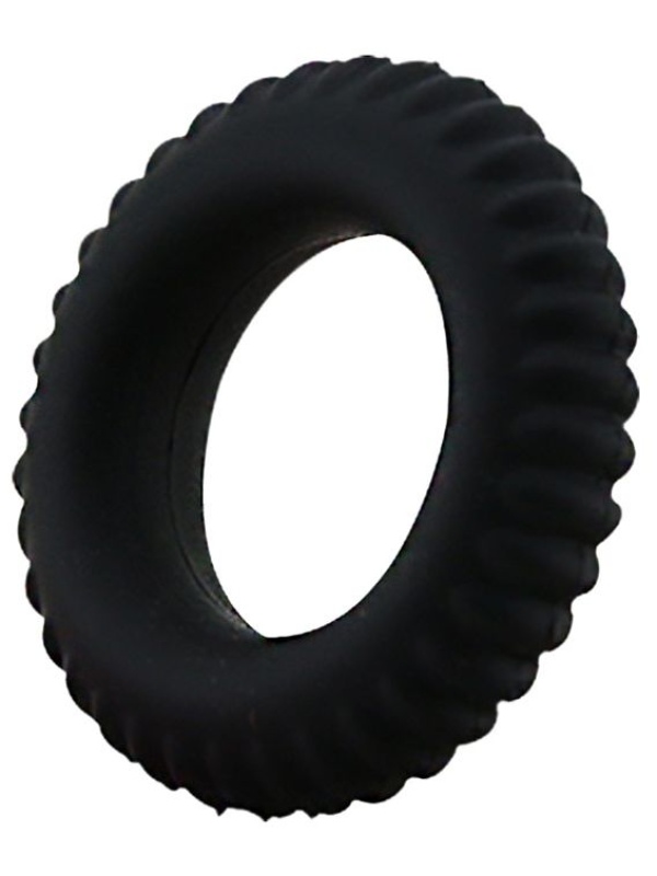 Черное эреционное кольцо с ребрышками Titan