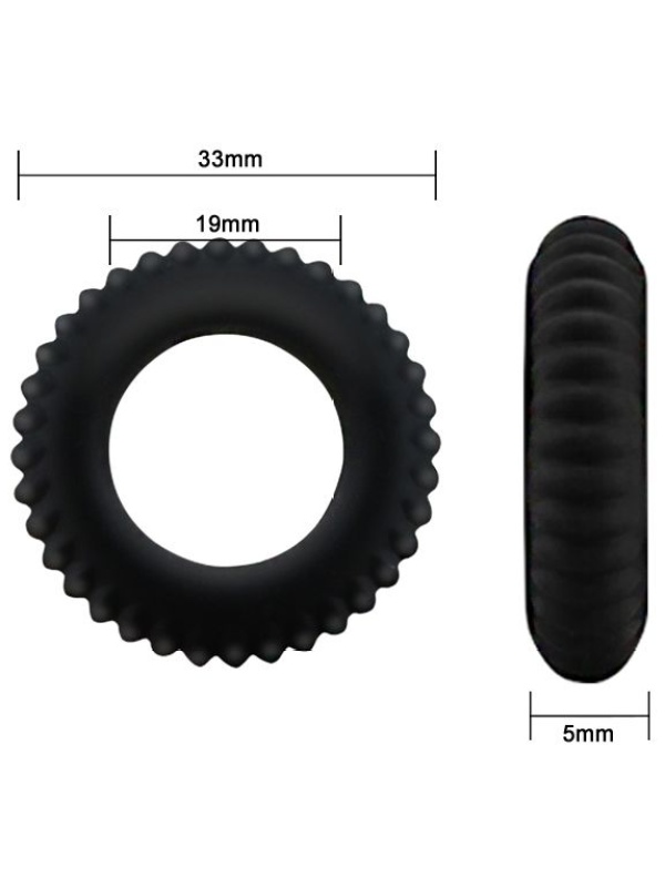 Черное эреционное кольцо с ребрышками Titan