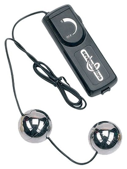 Серебристые вагинальные шарики с вибрацией ORGASM VIBRATING BALL