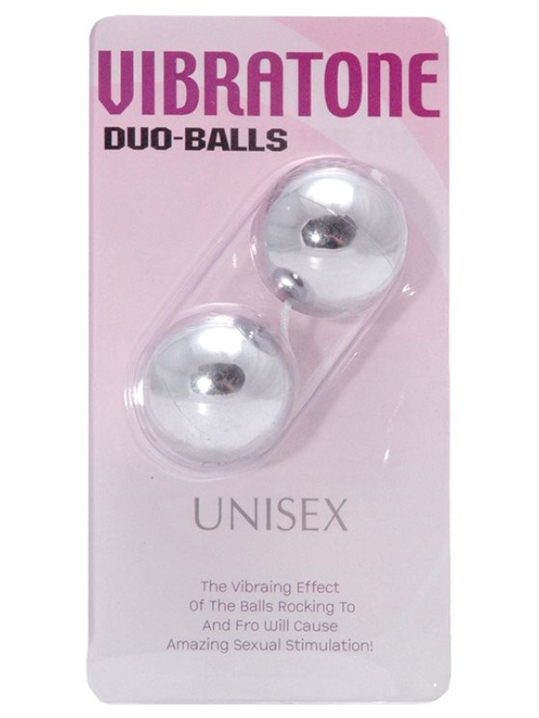 Серебристые шарики VIBRATONE DUO BALLS SILVER BLISTERCARD