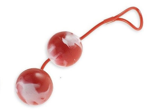 Красно-белые вагинальные шарики  со смещенным центром тяжести Duoballs