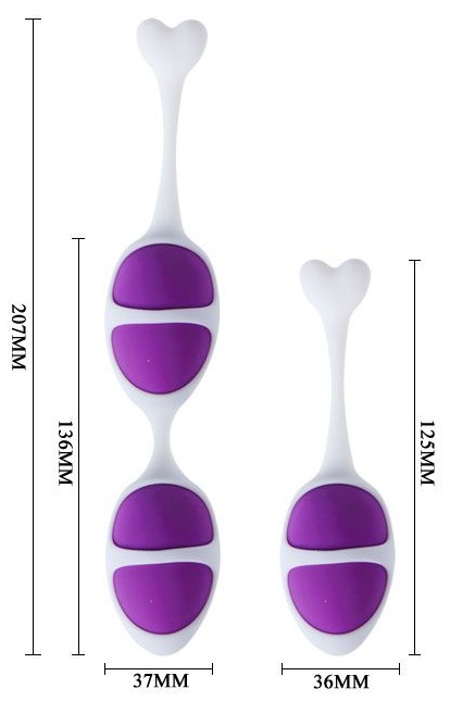 Фиолетовые вагинальные шарики из силикона: 2+1