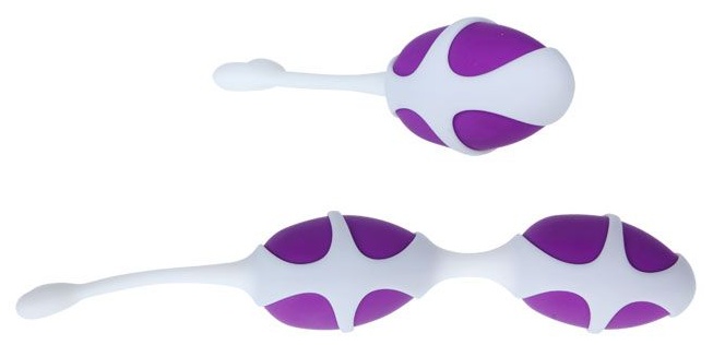 Фиолетовые вагинальные шарики из силикона: 2+1