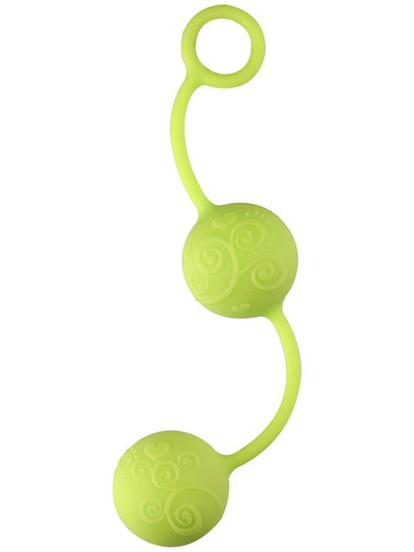 Зелёные вагинальные шарики с завитушками на поверхности