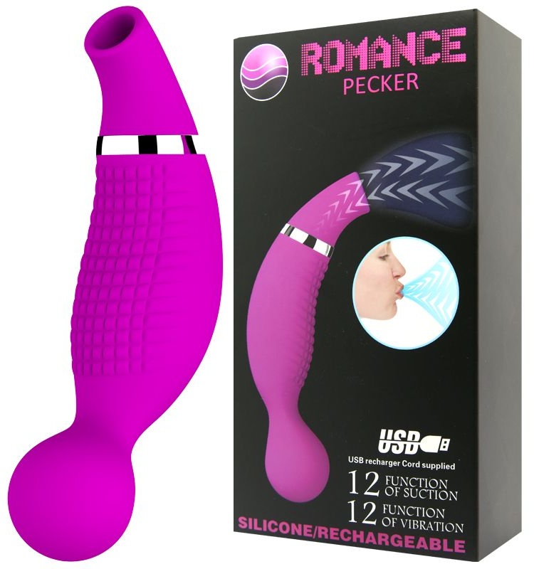 Двусторонний стимулятор Romance Pecker - с вибрацией и функцией всасывания