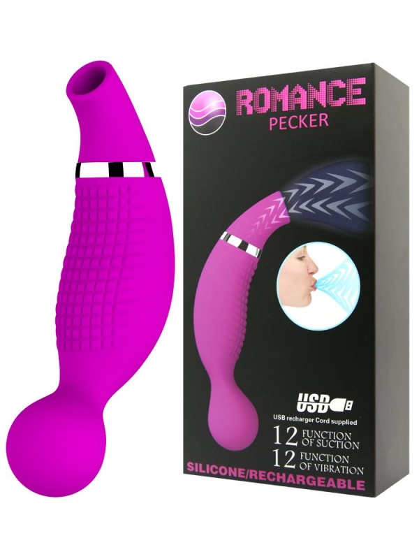 Двусторонний стимулятор Romance Pecker - с вибрацией и функцией всасывания