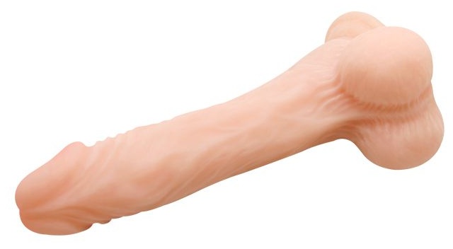 Телесный фаллоимитатор с внутренним хребтом - 23,5 см.