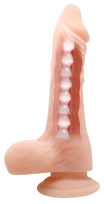 Телесный фаллоимитатор с внутренним хребтом - 23,5 см.