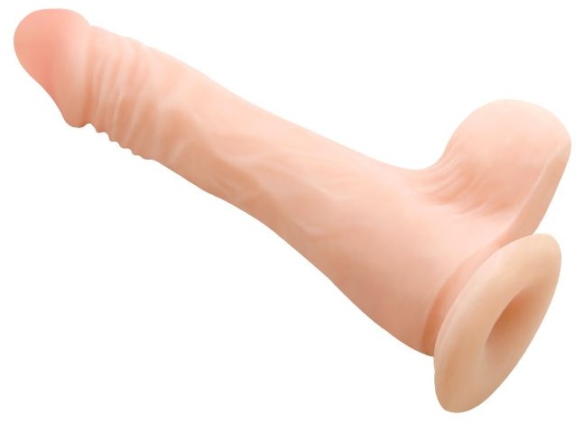 Телесный фаллоимитатор с внутренним хребтом - 23,5 см.